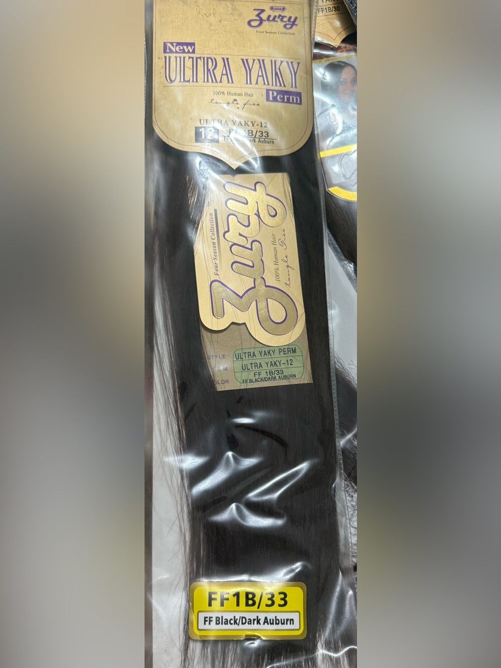 Zury Ultra Yaky Perm Human Hair - Black/Dark Auburn (FF 1B/33)
